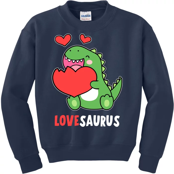 Dinosaur Cute LoveSaurus Valentines Day Heart Kids Sweatshirt