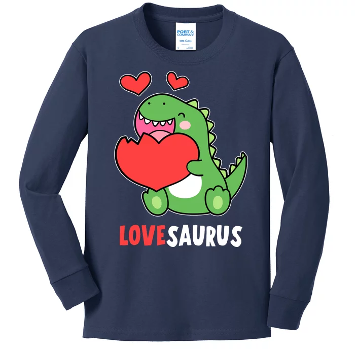 Dinosaur Cute LoveSaurus Valentines Day Heart Kids Long Sleeve Shirt