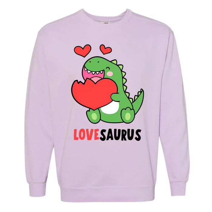 Dinosaur Cute LoveSaurus Valentines Day Heart Garment-Dyed Sweatshirt