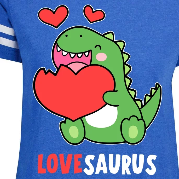 Dinosaur Cute LoveSaurus Valentines Day Heart Enza Ladies Jersey Football T-Shirt