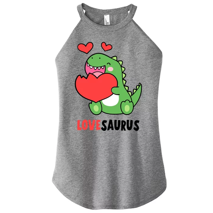 Dinosaur Cute LoveSaurus Valentines Day Heart Women’s Perfect Tri Rocker Tank