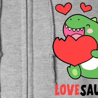 Dinosaur Cute LoveSaurus Valentines Day Heart Full Zip Hoodie