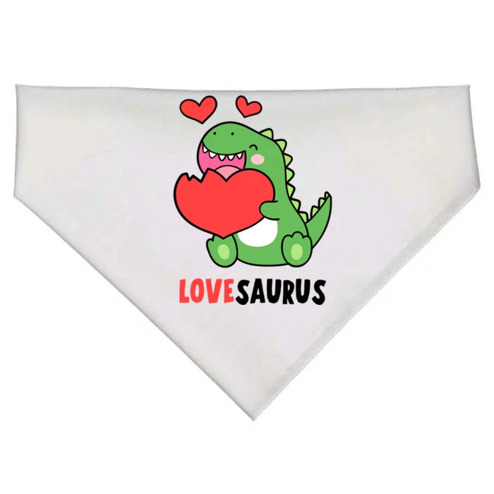 Dinosaur Cute LoveSaurus Valentines Day Heart USA-Made Doggie Bandana