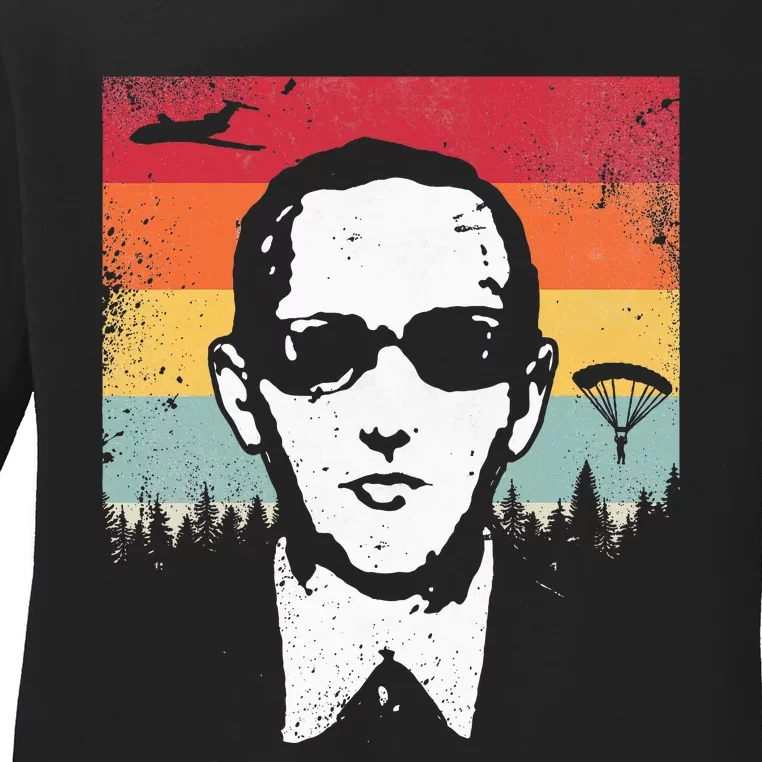 Db Cooper Lives Sketch Unsolved Mystery Urban Legend Rainbow Ladies Long Sleeve Shirt