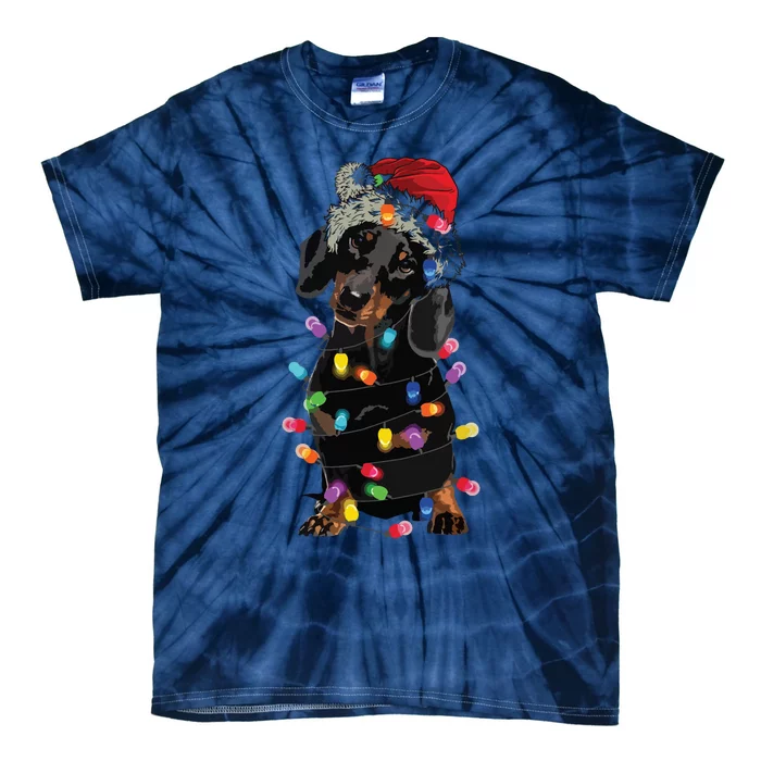 Dachshund Christmas Loves Led Cute Dog Tie-Dye T-Shirt