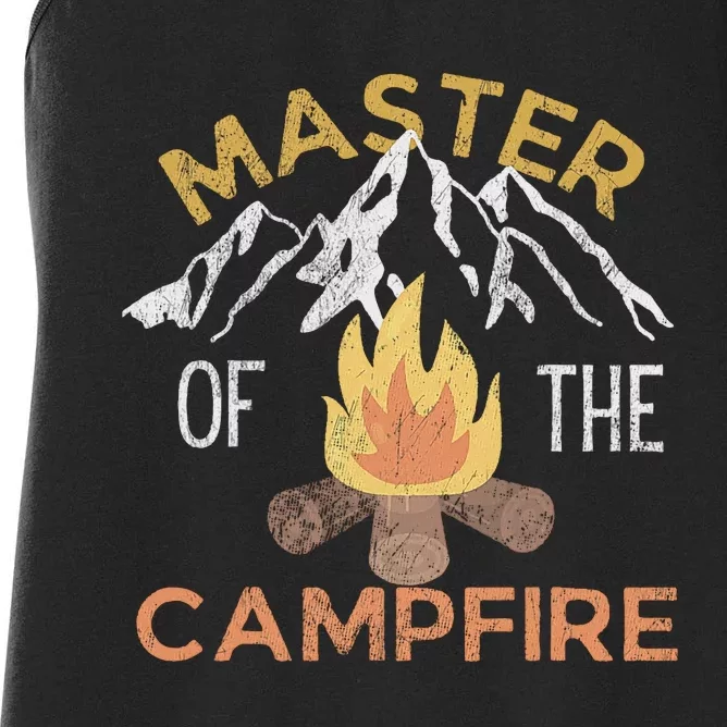 Distressed Camping Lovers Master Of The Campfire Women's Racerback Tank