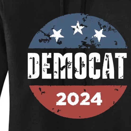 Democat Cat Lover Kamala Harris For President 2024 Women's Pullover Hoodie