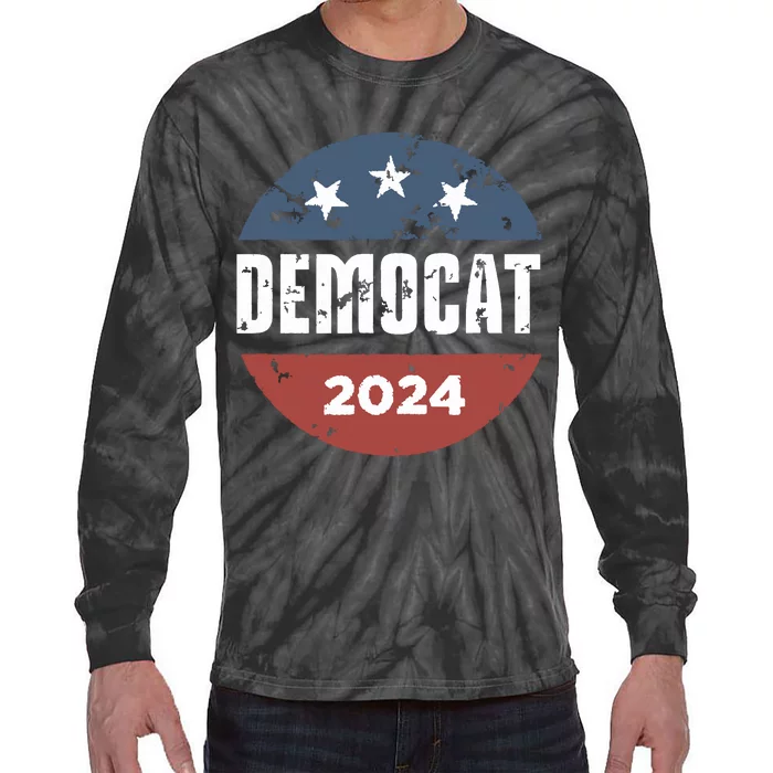 Democat Cat Lover Kamala Harris For President 2024 Tie-Dye Long Sleeve Shirt