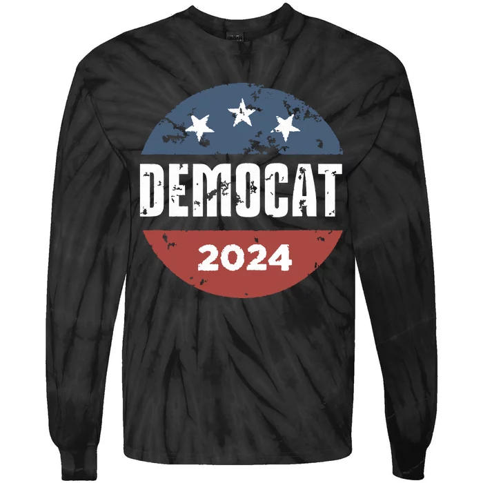 Democat Cat Lover Kamala Harris For President 2024 Tie-Dye Long Sleeve Shirt