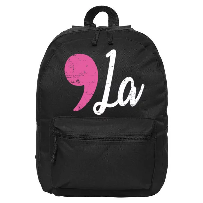 Distressed Comma La Funny Gift 16 in Basic Backpack