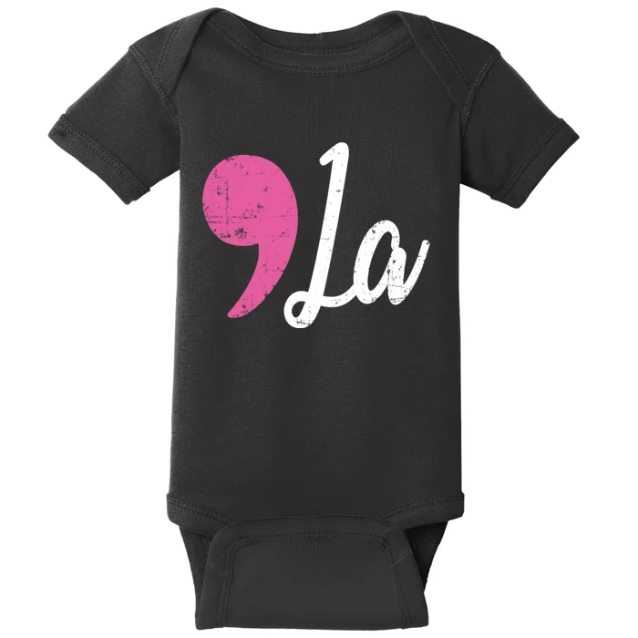 Distressed Comma La Funny Gift Baby Bodysuit