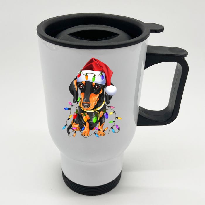 Dachshund Christmas Loves Led Gift Funny Gift Cute Dog Lovers Gift Front & Back Stainless Steel Travel Mug