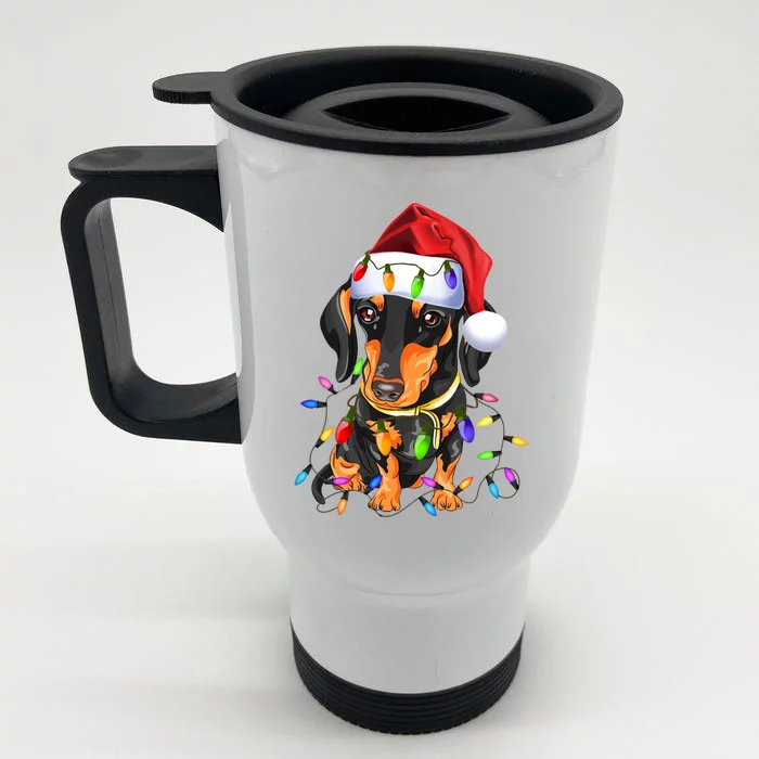 Dachshund Christmas Loves Led Gift Funny Gift Cute Dog Lovers Gift Front & Back Stainless Steel Travel Mug