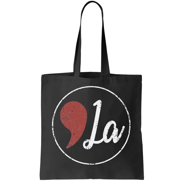 Distressed Comma La Funny Gift Tote Bag