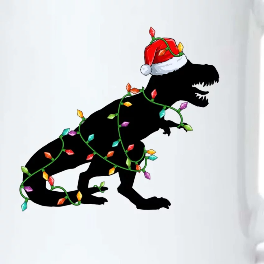 Dinosaur Christmas Lights T Rex Santa Xmas Gift Gift Black Color Changing Mug