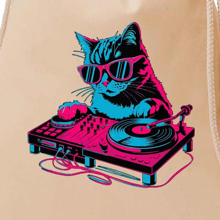 Dj Cat Music Drawstring Bag