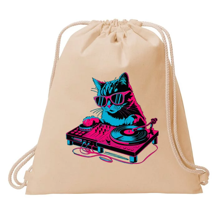 Dj Cat Music Drawstring Bag