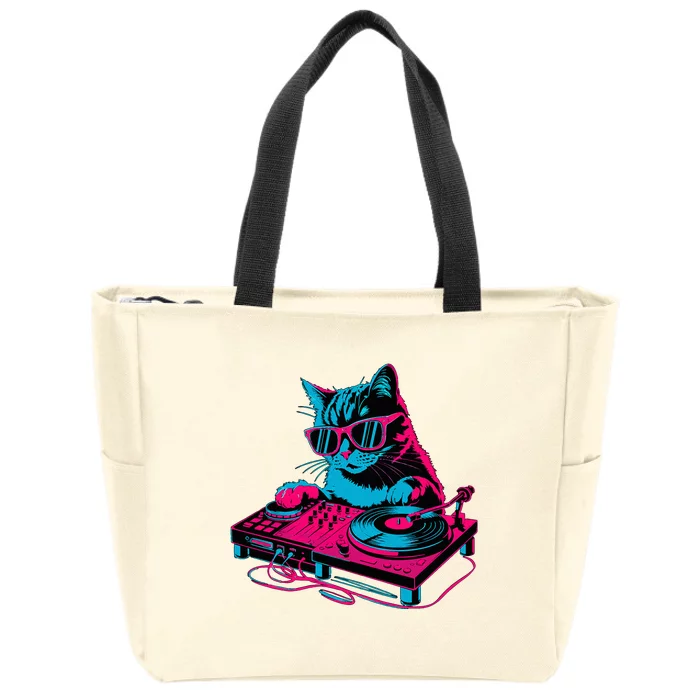 Dj Cat Music Zip Tote Bag