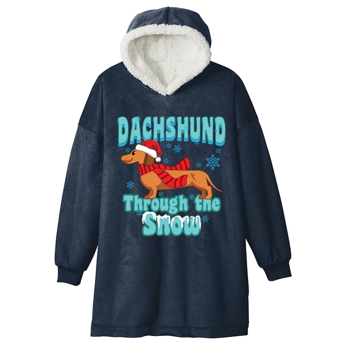 Dachshund Christmas Meaningful Gift Weiner And Doxie Owners Hooded Wearable Blanket