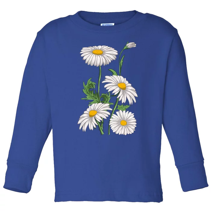 Daisies Chamomile Marguerites Bouquet Vintage Daisy Flower Funny Gift Toddler Long Sleeve Shirt