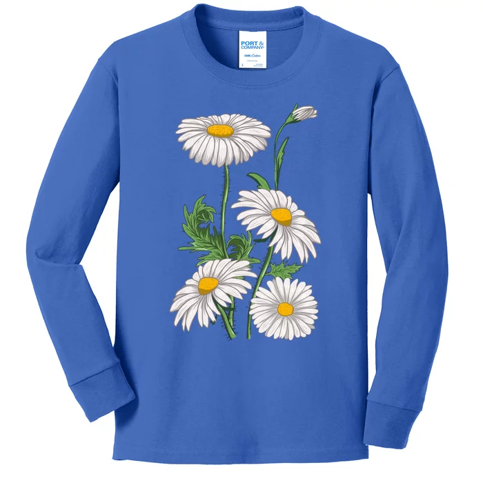 Daisies Chamomile Marguerites Bouquet Vintage Daisy Flower Funny Gift Kids Long Sleeve Shirt