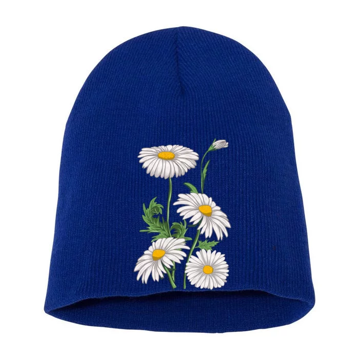 Daisies Chamomile Marguerites Bouquet Vintage Daisy Flower Funny Gift Short Acrylic Beanie