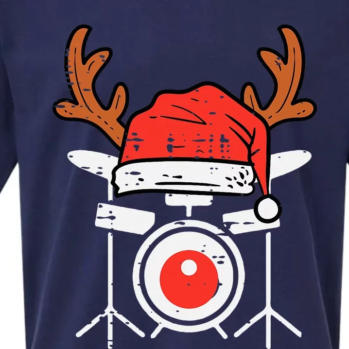 Drums Christmas Music Instrument Band Drummer Rock Xmas Sueded Cloud Jersey T-Shirt