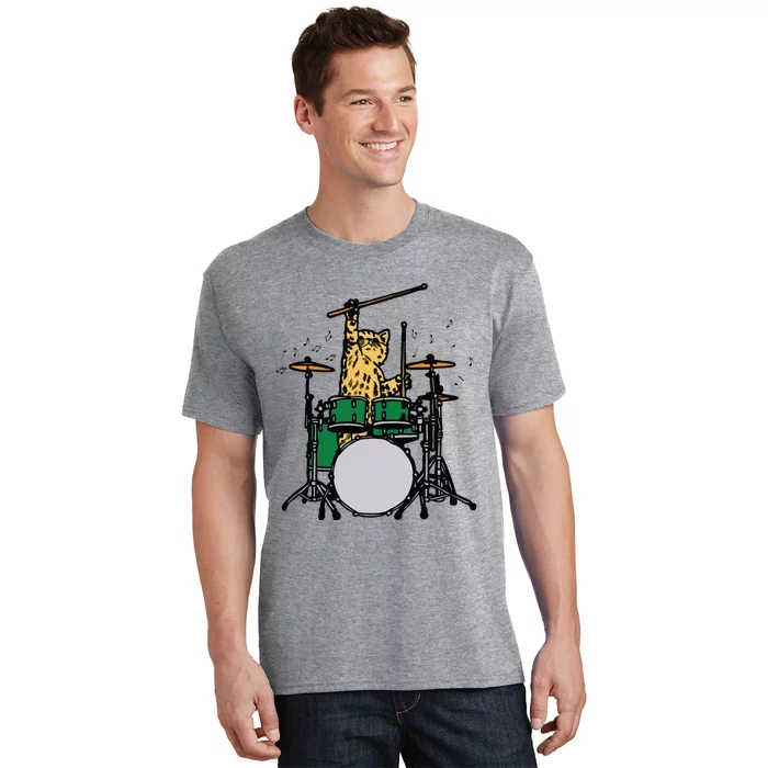 Drummer Cat Music Lover Musician Playing The Drums T-Shirt