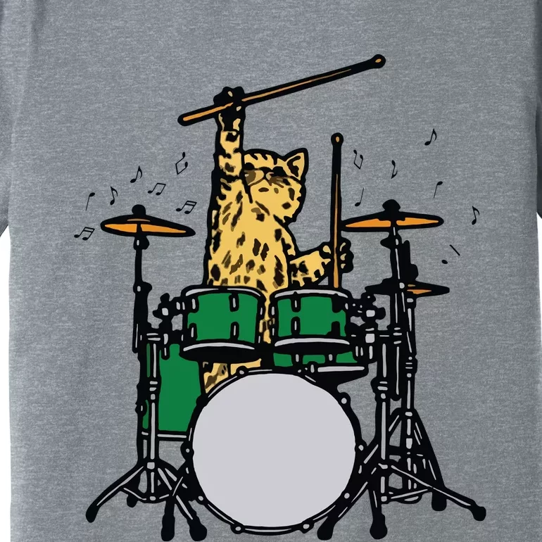 Drummer Cat Music Lover Musician Playing The Drums Premium T-Shirt