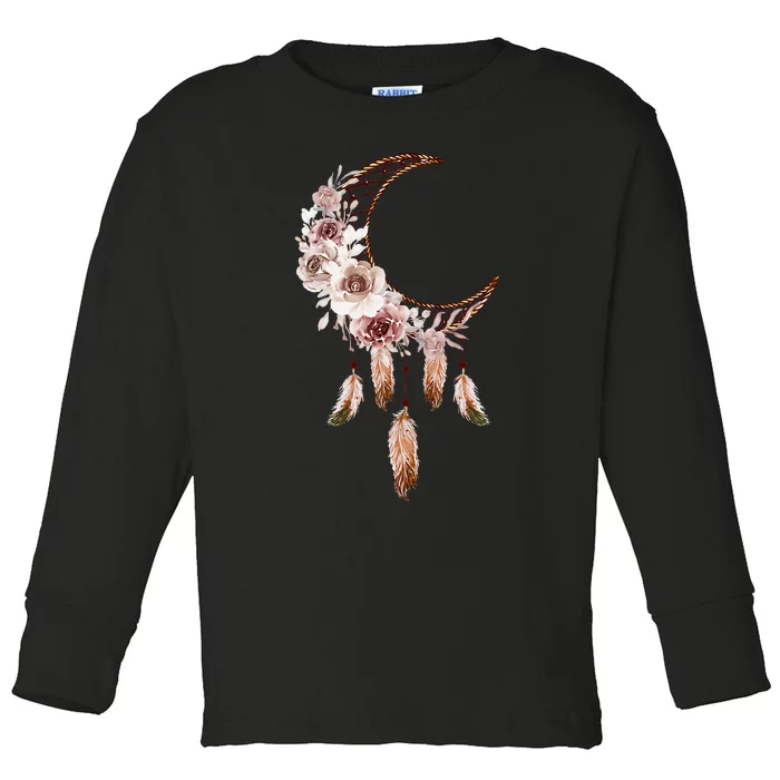 Dream Catcher Moon & Stars Boho Graphic Toddler Long Sleeve Shirt