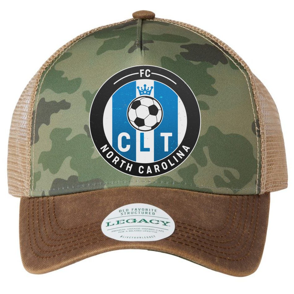 Distressed Charlotte North Carolina CLT Soccer Jersey Trucker Hat