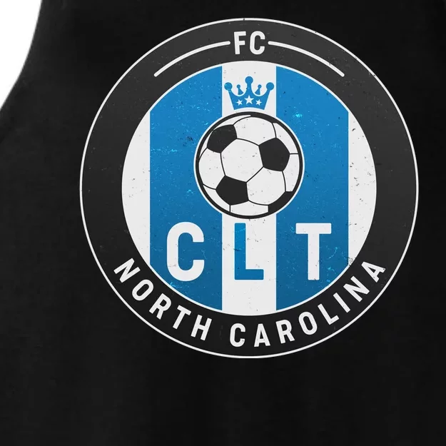 Distressed Charlotte North Carolina CLT Soccer Jersey Ladies Tri-Blend Wicking Tank