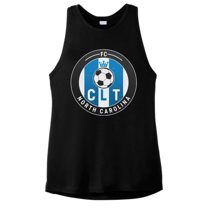 Distressed Charlotte North Carolina CLT Soccer Jersey Ladies Tri-Blend Wicking Tank