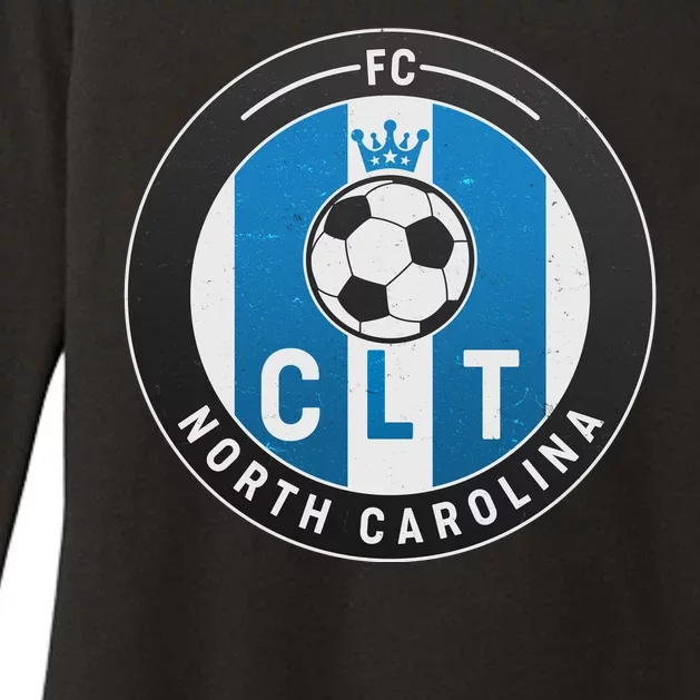 Distressed Charlotte North Carolina CLT Soccer Jersey Womens CVC Long Sleeve Shirt