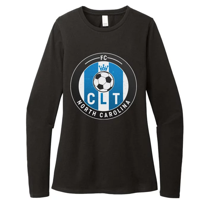 Distressed Charlotte North Carolina CLT Soccer Jersey Womens CVC Long Sleeve Shirt