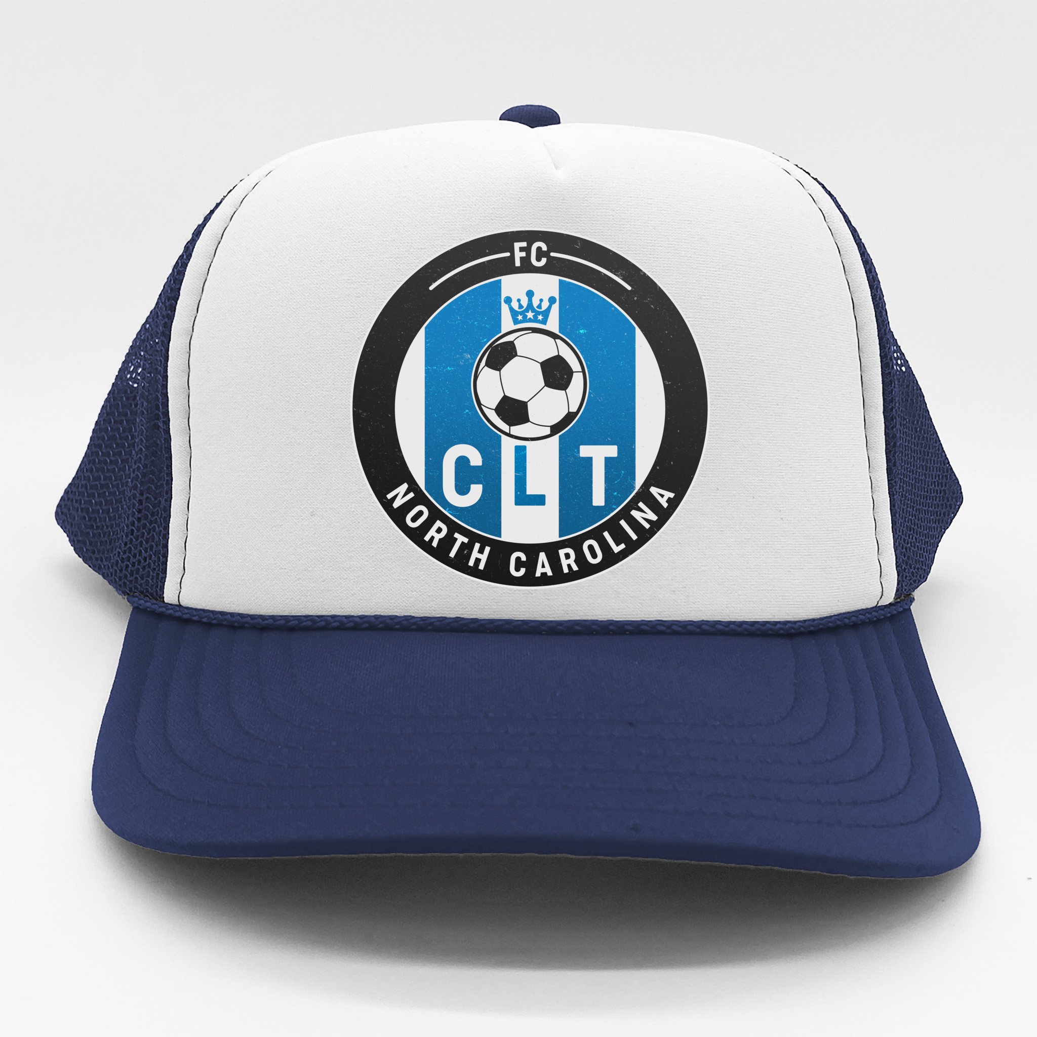 Distressed Charlotte North Carolina CLT Soccer Jersey Trucker Hat