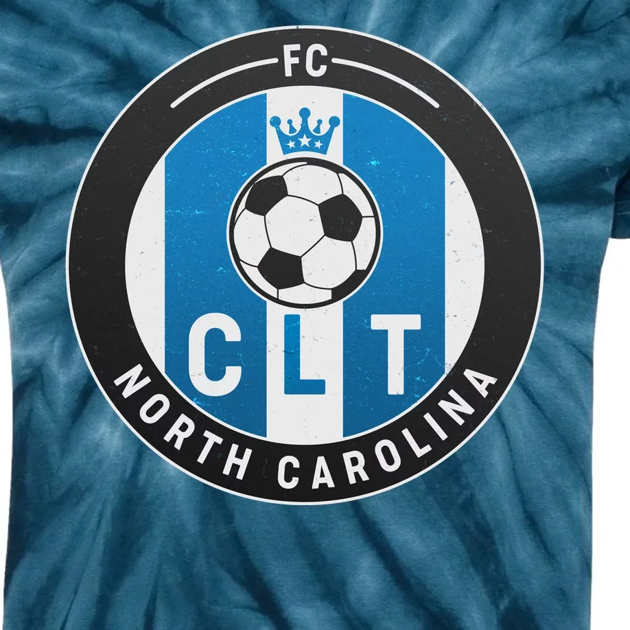 Distressed Charlotte North Carolina CLT Soccer Jersey Kids Tie-Dye T-Shirt