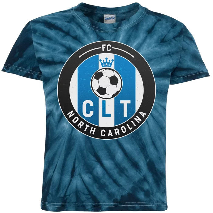 Distressed Charlotte North Carolina CLT Soccer Jersey Kids Tie-Dye T-Shirt