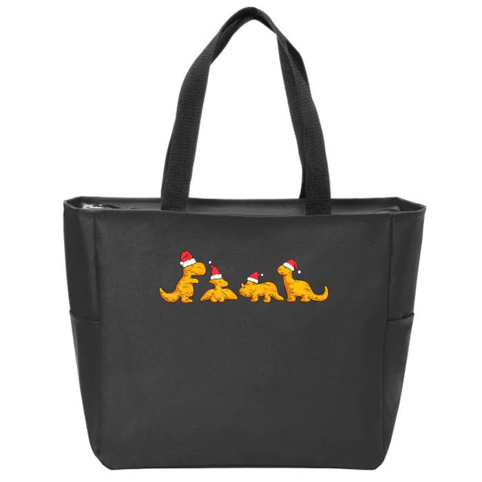 Dino Chicken Nuggets Funny Dinosaur Shape Nuggets Christmas Zip Tote Bag