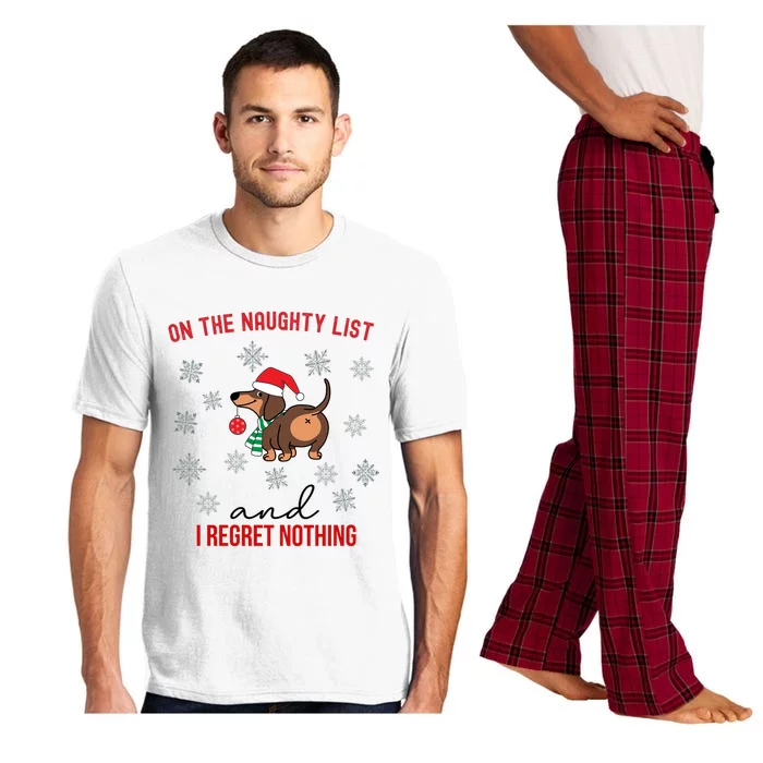 Dachshund Christmas Naughty List Weenie Dog Owener Gift Funny Gift Pajama Set