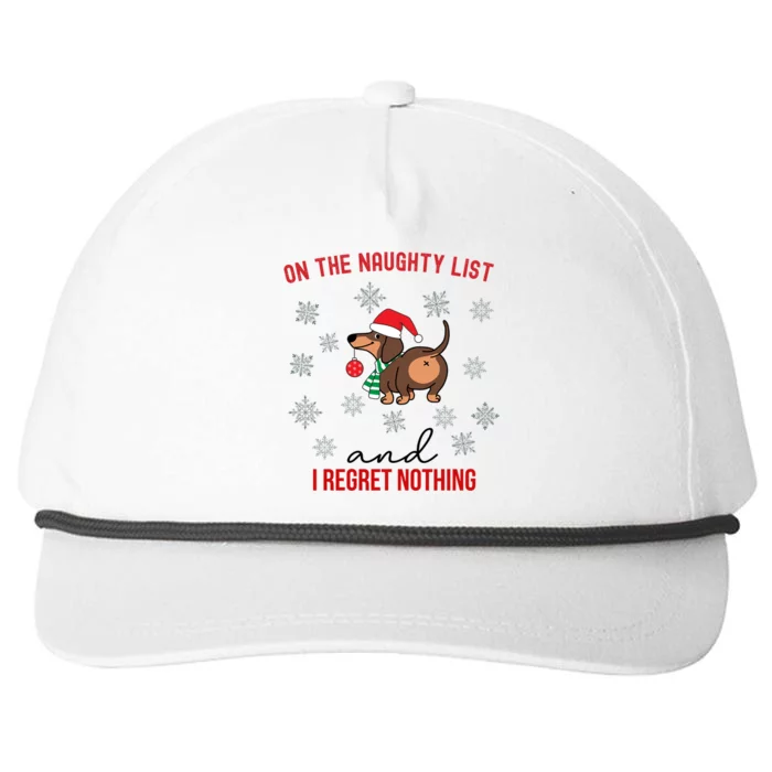 Dachshund Christmas Naughty List Weenie Dog Owener Gift Funny Gift Snapback Five-Panel Rope Hat