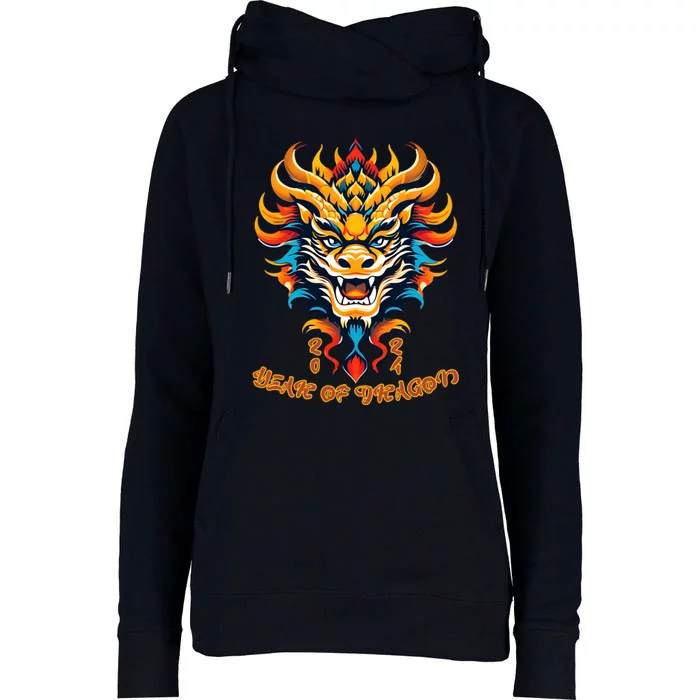 Dragon Chinese New Year 2024 Womens Funnel Neck Pullover Hood