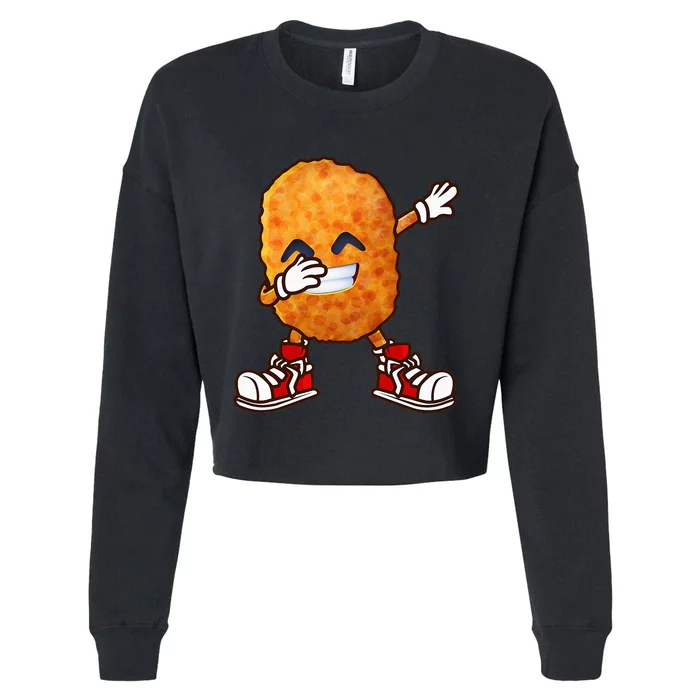 Dabbing Chicken Nuggets Design Cropped Pullover Crew