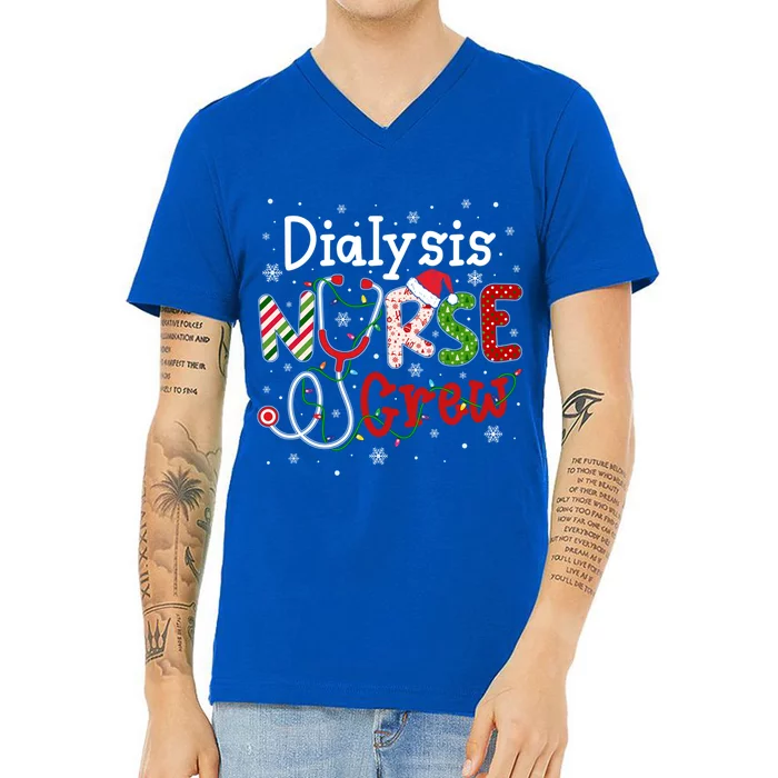 Dialysis Christmas Nurse Crew Nursing Christmas Pattern Gift V-Neck T-Shirt