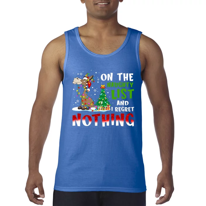 Donkey Christmas On The Naughty List And I Regret Nothing Tank Top