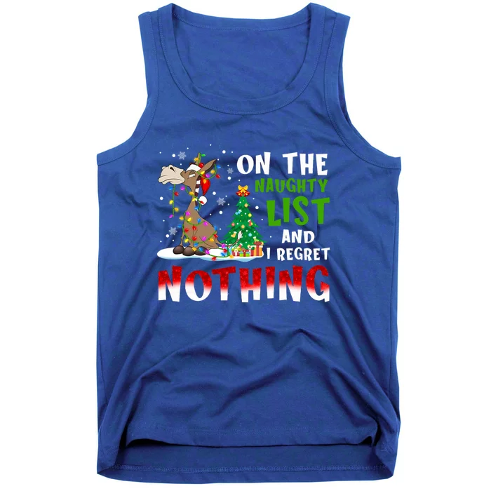 Donkey Christmas On The Naughty List And I Regret Nothing Tank Top