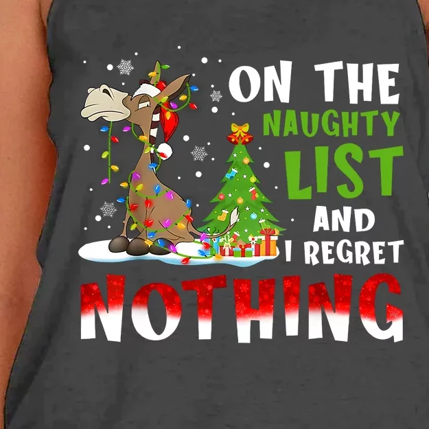 Donkey Christmas On The Naughty List And I Regret Nothing Women's Knotted Racerback Tank