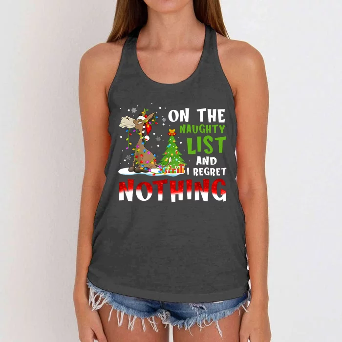 Donkey Christmas On The Naughty List And I Regret Nothing Women's Knotted Racerback Tank