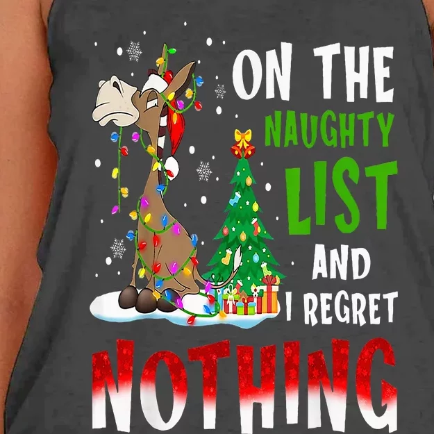 Donkey Christmas On The Naughty List And I Regret Nothing Women's Knotted Racerback Tank