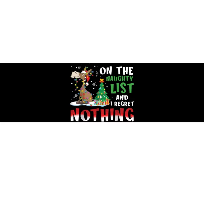 Donkey Christmas On The Naughty List And I Regret Nothing Christmas Bumper Sticker